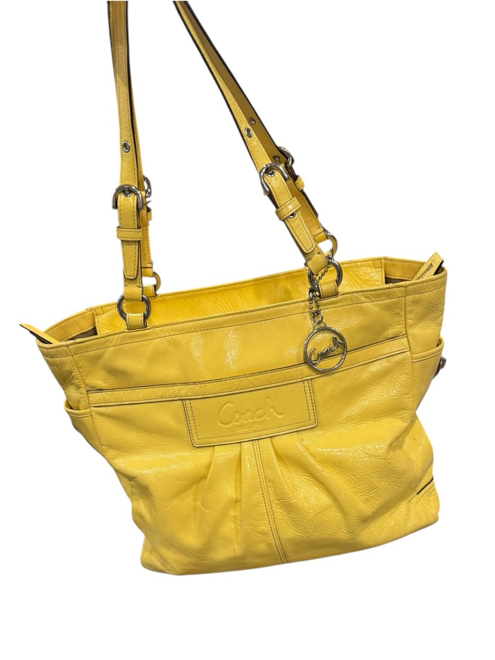 Coach “Madison” Lemon Yellow Leather Shoulder Tote
